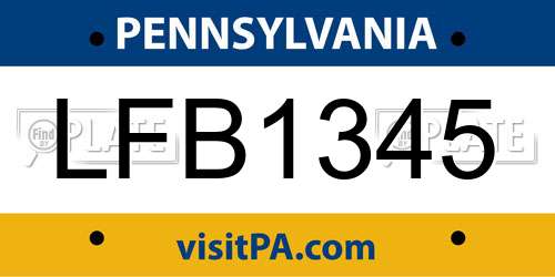 LFB1345 Pennsylvania License Plate