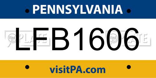 LFB1606 Pennsylvania License Plate