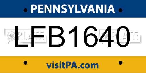 LFB1640 Pennsylvania License Plate