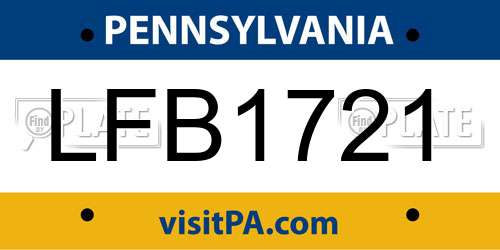 LFB1721 Pennsylvania License Plate