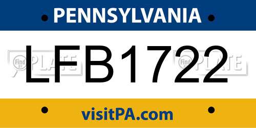 LFB1722 Pennsylvania License Plate