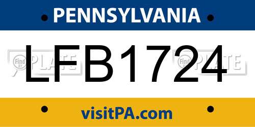 LFB1724 Pennsylvania License Plate