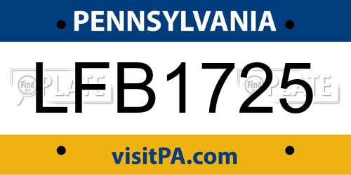 LFB1725 Pennsylvania License Plate