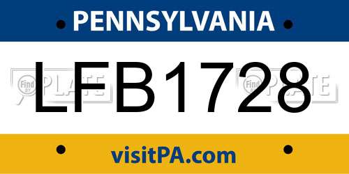 LFB1728 Pennsylvania License Plate