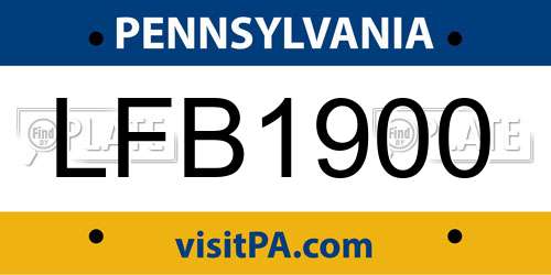 LFB1900 Pennsylvania License Plate