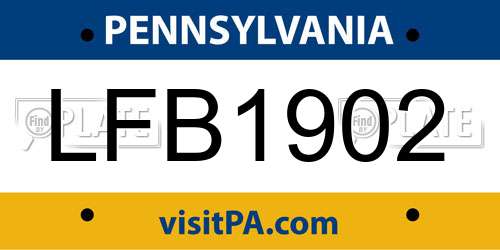 LFB1902 Pennsylvania License Plate
