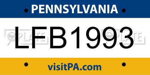 LFB1993 Pennsylvania License Plate