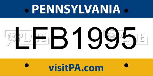 LFB1995 Pennsylvania License Plate