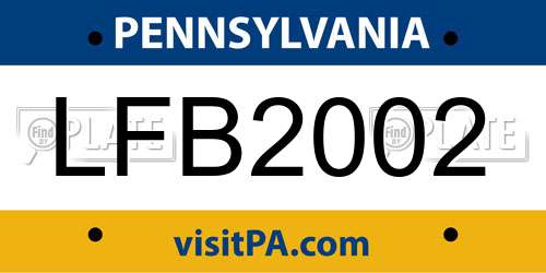 LFB2002 Pennsylvania License Plate