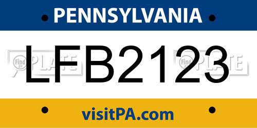 LFB2123 Pennsylvania License Plate
