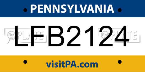 LFB2124 Pennsylvania License Plate