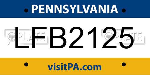 LFB2125 Pennsylvania License Plate