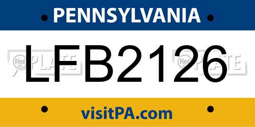 LFB2126 Pennsylvania License Plate