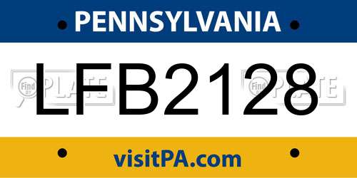 LFB2128 Pennsylvania License Plate