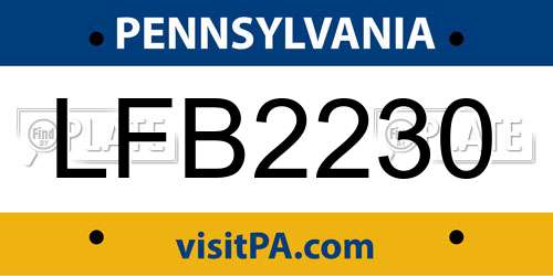 LFB2230 Pennsylvania License Plate