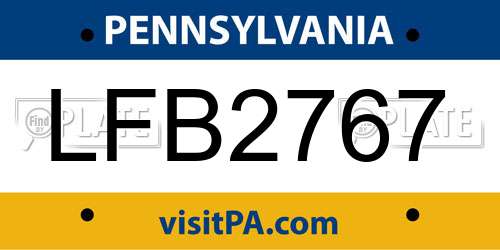 LFB2767 Pennsylvania License Plate