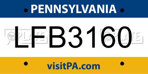 LFB3160 Pennsylvania License Plate