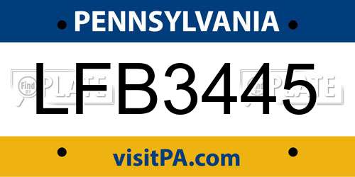 LFB3445 Pennsylvania License Plate