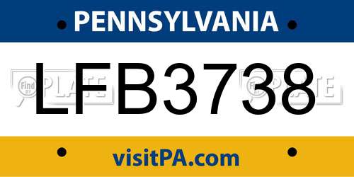 LFB3738 Pennsylvania License Plate