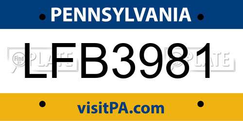 LFB3981 Pennsylvania License Plate