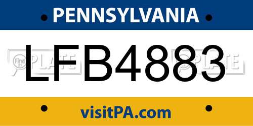 LFB4883 Pennsylvania License Plate