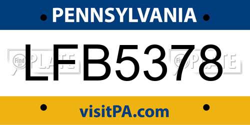 LFB5378 Pennsylvania License Plate