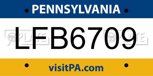 LFB6709 Pennsylvania License Plate