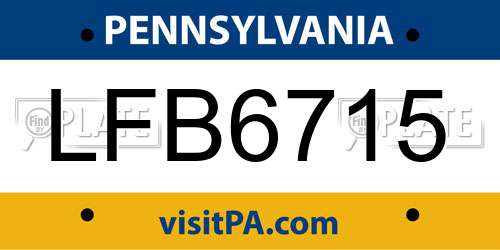 LFB6715 Pennsylvania License Plate