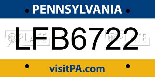 LFB6722 Pennsylvania License Plate