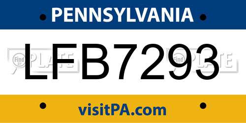 LFB7293 Pennsylvania License Plate