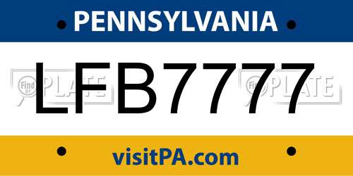 LFB7777 Pennsylvania License Plate