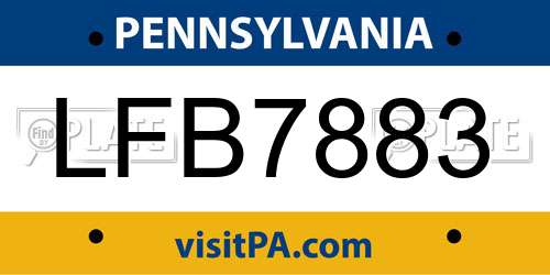 LFB7883 Pennsylvania License Plate
