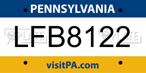 LFB8122 Pennsylvania License Plate