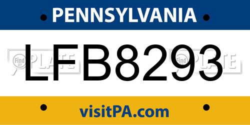 LFB8293 Pennsylvania License Plate