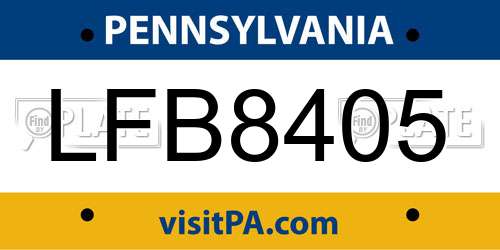 LFB8405 Pennsylvania License Plate