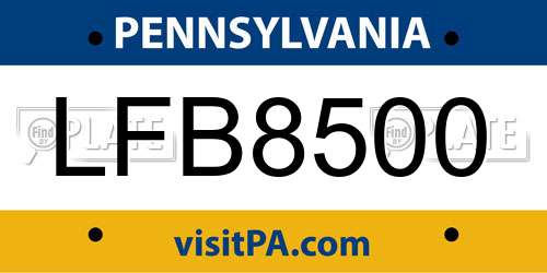 LFB8500 Pennsylvania License Plate