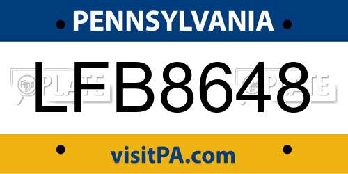 LFB8648 Pennsylvania License Plate