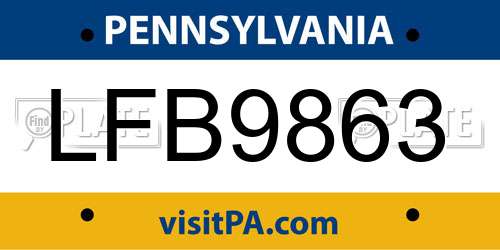 LFB9863 Pennsylvania License Plate