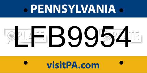 LFB9954 Pennsylvania License Plate