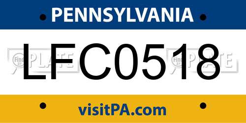 LFC0518 Pennsylvania License Plate