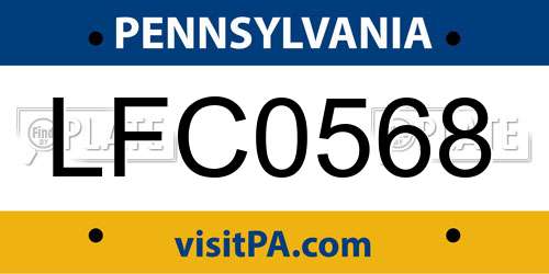 LFC0568 Pennsylvania License Plate