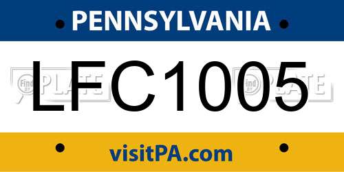 LFC1005 Pennsylvania License Plate