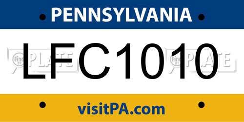 LFC1010 Pennsylvania License Plate