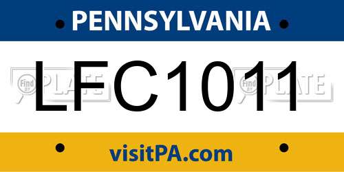 LFC1011 Pennsylvania License Plate