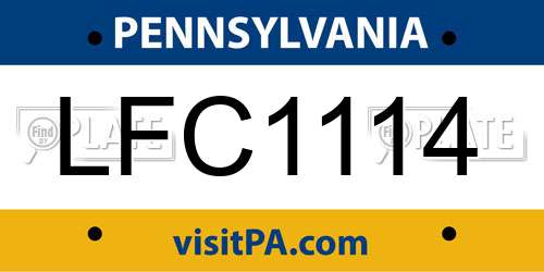 LFC1114 Pennsylvania License Plate