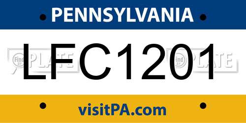 LFC1201 Pennsylvania License Plate