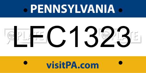 LFC1323 Pennsylvania License Plate