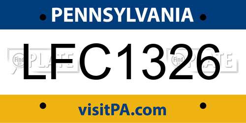 LFC1326 Pennsylvania License Plate