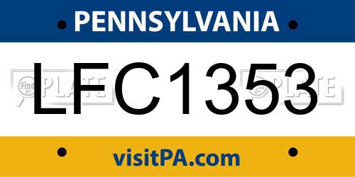 LFC1353 Pennsylvania License Plate