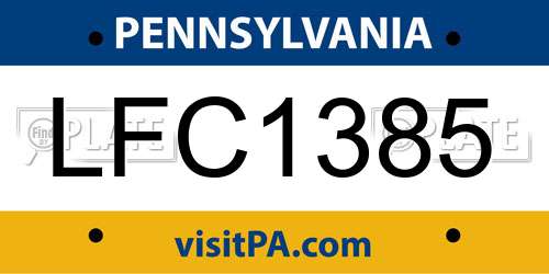 LFC1385 Pennsylvania License Plate